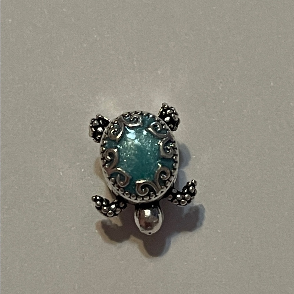 Silver and Blue Turtle Charm - Picture 8 of 8